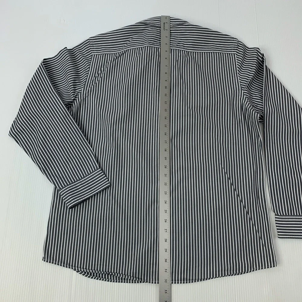 American Eagle Mens Size XL Gray & White Striped Long Sleeve Vintage Fit Shirt - Picture 9 of 10